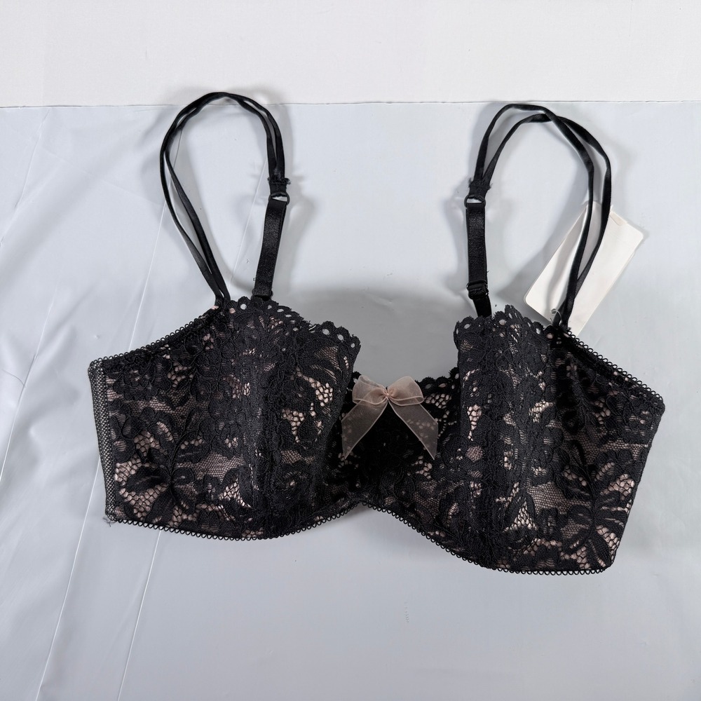 b.tempt'd by Wacoal Ciao Bella Lace Underwire Balconette Bra Black Size 32DD New